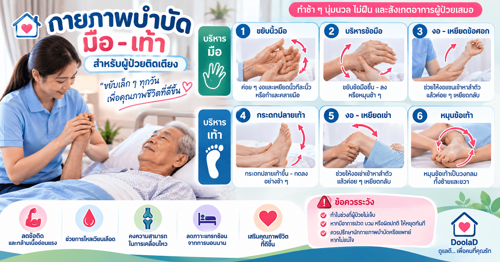 กายภาพบำบัดมือ-เท้า สำหรับผู้ป่วยติดเตียง